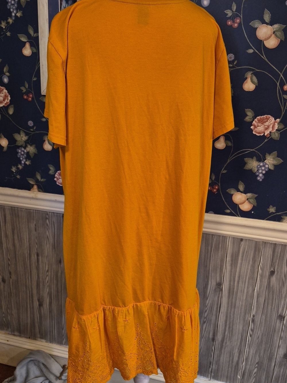 SHEIN Mustard Short Sleeve Midi Dress with Ruffle Hem - Picture 2 of 5